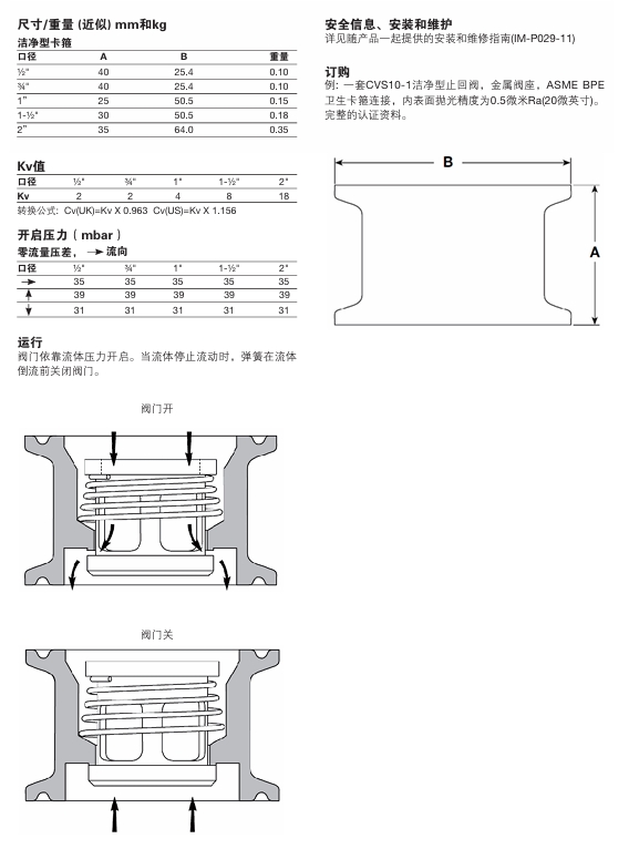 斯派莎克CVS10潔凈型金屬閥座止回閥連接尺寸