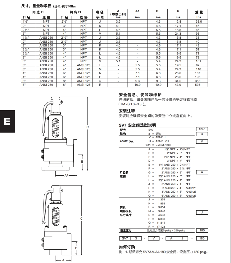 斯派莎克安全閥SV73尺寸重量