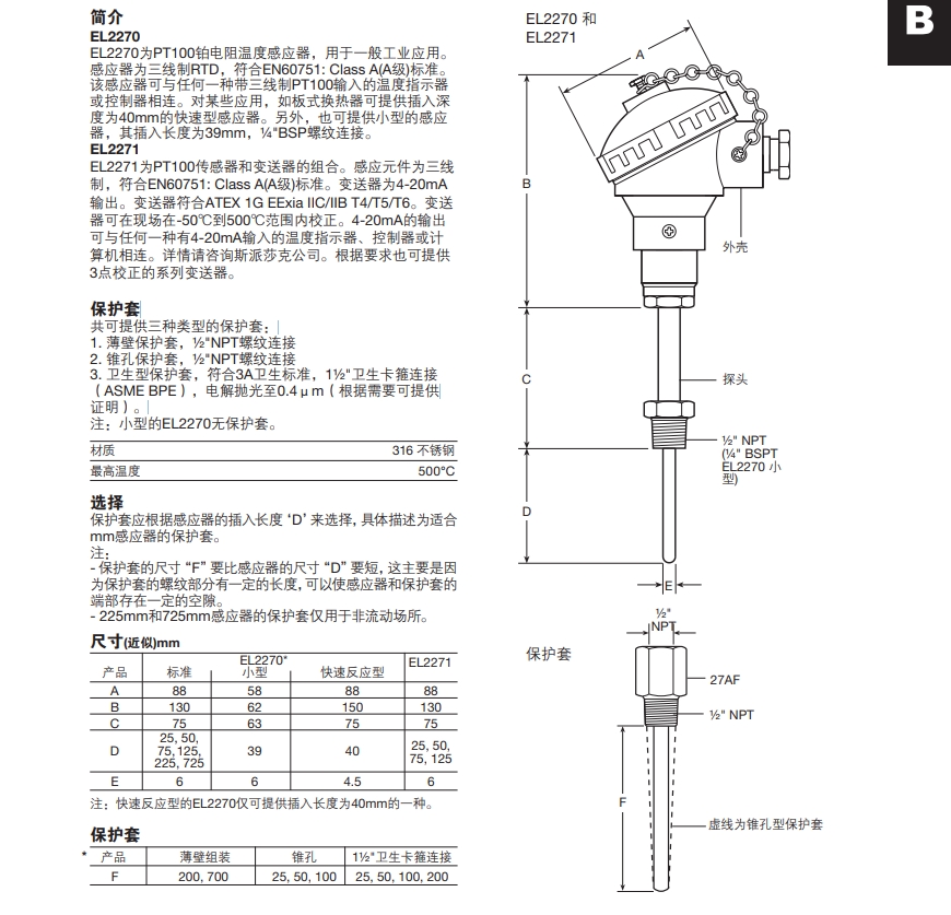 EL2270 和EL2271溫度感應(yīng)器結(jié)構(gòu)尺寸